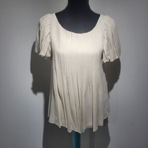 InWear Black Ladybird Women's Graffon Pleated Silk Short Sleeve Top 4 Cream